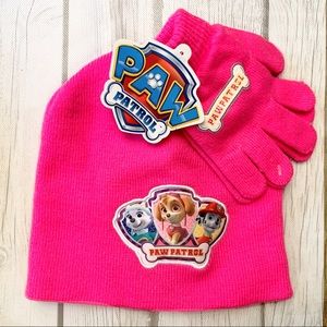 🔥2/10 Nickelodeon Paw Patrol pink hat & glove new